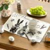Artoid Mode Carrots Rabbit Bunny Happy Easter Round Placemats Set of 4, 15 Inch Spring Round Table Mats for Dining Decoration(Black)