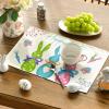 Artoid Mode Carrots Rabbit Bunny Happy Easter Round Placemats Set of 4, 15 Inch Spring Round Table Mats for Dining Decoration(Blue/Pink)