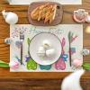 Artoid Mode Carrots Rabbit Bunny Happy Easter Round Placemats Set of 4, 15 Inch Spring Round Table Mats for Dining Decoration(Blue/Pink)