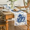 Artoid Mode Chinese Zodiac Dragon 2025 Happy New Year Table Runner, Spring Festival Winter Kitchen Dining Table Decoration for Home Party 13×72 Inch(Beige/Blue)