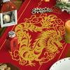 Artoid Mode Chinese Zodiac Dragon 2025 Happy New Year Table Runner, Spring Festival Winter Kitchen Dining Table Decoration for Home Party 13×72 Inch(Red/Yellow)