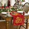Artoid Mode Chinese Zodiac Dragon 2025 Happy New Year Table Runner, Spring Festival Winter Kitchen Dining Table Decoration for Home Party 13×72 Inch(Red)