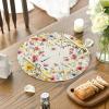 Artoid Mode Daisy Lavender Floral Leaves Spring Round Placemats Set of 4,14 Inch Seasonal Spring Table Mats for Party Kitchen Dining Decoration(Beige)