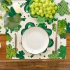 Artoid Mode Dot Shamrock Luck of The Irish St. Patrick’s Day Placemats Set of 4, 12×18 Inch Spring Table Mats for Party Kitchen Dining Decoration(Beige)