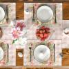 Artoid Mode Easter Round Placemats Set of 4, 14 Inch Buffalo Plaid Bunnys Flowers Spring Round Table Mats for Easter Party Dining Decoration(Pink)