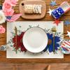 Artoid Mode Eucalyptus Daisy 4th of July Round Placemats Set of 4,14 Inch Patriotic Memorial Day Table Mats for Party Kitchen Dining Decoration(Beige)