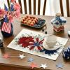 Artoid Mode Eucalyptus Daisy 4th of July Round Placemats Set of 4,14 Inch Patriotic Memorial Day Table Mats for Party Kitchen Dining Decoration(Beige)