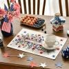 Artoid Mode Eucalyptus Floral Stars 4th of July Round Placemats Set of 4, 14 Inch Memorial Day Table Mats for Dining Decoration(Beige)