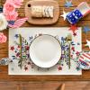 Artoid Mode Eucalyptus Floral Stars 4th of July Round Placemats Set of 4, 14 Inch Memorial Day Table Mats for Dining Decoration(Beige)