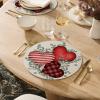 Artoid Mode Eucalyptus Hearts Vinyl Valentine’s Day Placemats Set of 4, 15 Inch Wipeable Non-Slip PVC Round Place Mats for Party Kitchen Dining Decor(Beige)