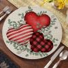 Artoid Mode Eucalyptus Hearts Vinyl Valentine’s Day Placemats Set of 4, 15 Inch Wipeable Non-Slip PVC Round Place Mats for Party Kitchen Dining Decor(Beige)