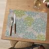 Artoid Mode Floral Vinyl Placemats Set of 4, 12×18 Inch Heat Resistant Washable Non-Slip Plistic PVC Place Mats for Party Kitchen Dining Decor, Pink Blue(Sage)