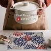 Artoid Mode Floral Vinyl Placemats Set of 4, 12×18 Inch Heat Resistant Washable Non-Slip Plistic PVC Place Mats for Party Kitchen Dining Decor, Pink Blue(Red/Blue)