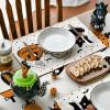 Artoid Mode Ghost Cat Halloween Round Placemats Set of 4, 14 Inch Table Mats for Party Kitchen Dining(Beige)
