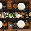 Artoid Mode Ghost Cat Halloween Round Placemats Set of 4, 14 Inch Table Mats for Party Kitchen Dining(Black)