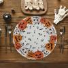 Artoid Mode Ghost Pumpkin Halloween Round Placemats Set of 4, 14 Inch Spooky Beige Table Mats for Party Kitchen Dining(Beige/Orange)