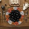 Artoid Mode Ghost Pumpkin Halloween Round Placemats Set of 4, 14 Inch Spooky Beige Table Mats for Party Kitchen Dining(Black/Orange)