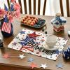 Artoid Mode God Bless America Stars Patriotic 4th of July Placemats Set of 4, 12×18 Inch Memorial Day Table Mats for Dining Decoration(Beige)