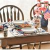 Artoid Mode God Bless America Stars Patriotic 4th of July Placemats Set of 4, 12×18 Inch Memorial Day Table Mats for Dining Decoration(Beige)