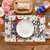 Artoid Mode God Bless America Stars Patriotic 4th of July Placemats Set of 4, 12×18 Inch Memorial Day Table Mats for Dining Decoration(Beige)
