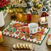 Artoid Mode Green Gingerbread Candy Cane Christmas Round Placemats Set of 4, 14 Inch Winter Round Table Mats for Dining Decoration(Beige/Green)