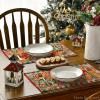Artoid Mode Green Gingerbread Candy Cane Christmas Round Placemats Set of 4, 14 Inch Winter Round Table Mats for Dining Decoration(Wood/Red)