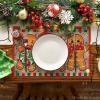 Artoid Mode Green Gingerbread Candy Cane Christmas Round Placemats Set of 4, 14 Inch Winter Round Table Mats for Dining Decoration(Wood/Red)