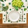 Artoid Mode Green Lucky Shamrock St. Patrick’s Day Placemats Set of 4, 12×18 Inch Seasonal Spring Table Mats for Party Kitchen Dining Decoration(Beige)