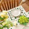 Artoid Mode Green Lucky Shamrock St. Patrick’s Day Placemats Set of 4, 12×18 Inch Seasonal Spring Table Mats for Party Kitchen Dining Decoration(Beige)