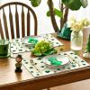 Artoid Mode Green Lucky Shamrock St. Patrick’s Day Placemats Set of 4, 12×18 Inch Seasonal Spring Table Mats for Party Kitchen Dining Decoration(Beige)