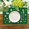 Artoid Mode Green Lucky Shamrock St. Patrick’s Day Placemats Set of 4, 12×18 Inch Seasonal Spring Table Mats for Party Kitchen Dining Decoration(Green)