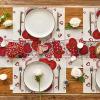 Artoid Mode Heart-Shaped Buttons Valentine Placemats Set of 4, 12×18 Inch Anniversary Wedding Table Mats for Party Kitchen Dining Decoration(Pink)