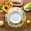 Artoid Mode Hello Sunshine Sunflower Round Summer Placemats Set of 4, 14 Inch Spring Round Table Mats for Dining Decoration(Beige)
