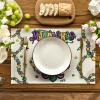 Artoid Mode Iris Jewelry Carnival Mardi Gras Placemats Set of 4, 12×18 Inch Seasonal Festival Holiday Table Mats for Party Kitchen Dining Decoration(Beige)