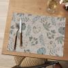 Artoid Mode Leaves Blue Pumpkin Fall Vinyl Placemats Set of 4, Wipeable Woven PVC Table Mats for Thanksgiving Holiday Party Kitchen Dining Decor(Blue)