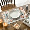 Artoid Mode Leaves Round Fall Placemats Set of 4, 14 Inch Seasonal Autumn Thanksgiving Round Table Mats for Dining Decoration(Orange/Blue)