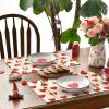 Artoid Mode Love Heart Red Valentine Placemats Set of 4, 12×18 Inch Seasonal Holiday Winter Table Mats for Party Kitchen Dining Decoration(Beige)
