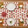 Artoid Mode Love Heart Red Valentine Placemats Set of 4, 12×18 Inch Seasonal Holiday Winter Table Mats for Party Kitchen Dining Decoration(Beige)