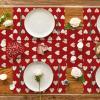 Artoid Mode Love Heart Red Valentine Placemats Set of 4, 12×18 Inch Seasonal Holiday Winter Table Mats for Party Kitchen Dining Decoration(Deep Red)
