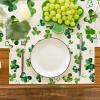 Artoid Mode Lucky Shamrock St. Patrick’s Day Placemats for Dining Table, 12 x 18 Inch Seasonal Holiday Rustic Vintage Washable Table Mats Set of 4(Beige)