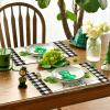 Artoid Mode Lucky Shamrock Vase St. Patrick’s Day Placemats Set of 4, Holiday 12×18 Inch Table Mats for Party Kitchen Dining Decoration(Beige)