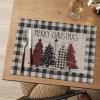 Artoid Mode Merry Christmas Trees Vinyl Placemats Set of 4, 12×18 Inch Red Buffalo Plaid Washable Heat Resistant Plastic Woven Table Mats for Party Dining Decor(Black)