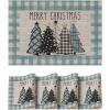 Artoid Mode Merry Christmas Trees Vinyl Placemats Set of 4, 12×18 Inch Red Buffalo Plaid Washable Heat Resistant Plastic Woven Table Mats for Party Dining Decor(Blue)