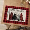 Artoid Mode Merry Christmas Trees Vinyl Placemats Set of 4, 12×18 Inch Red Buffalo Plaid Washable Heat Resistant Plastic Woven Table Mats for Party Dining Decor(Red)