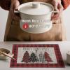 Artoid Mode Merry Christmas Trees Vinyl Placemats Set of 4, 12×18 Inch Red Buffalo Plaid Washable Heat Resistant Plastic Woven Table Mats for Party Dining Decor(Red)