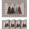 Artoid Mode Merry Christmas Trees Vinyl Placemats Set of 4, 12×18 Inch Red Buffalo Plaid Washable Heat Resistant Plastic Woven Table Mats for Party Dining Decor(Gray)