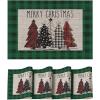 Artoid Mode Merry Christmas Trees Vinyl Placemats Set of 4, 12×18 Inch Red Buffalo Plaid Washable Heat Resistant Plastic Woven Table Mats for Party Dining Decor(Green)