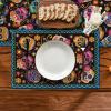 Artoid Mode Mexican Marigolds Skull Día de Los Muertos Placemats Set of 4, 12×18 Inch Day of The Dead Halloween Table Mats for Party Kitchen Dining Decoration(Orange/Blue)