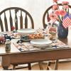 Artoid Mode Old Style Leaves Stars Patriotic 4th of July Placemats Set of 4, 12×18 Inch Memorial Day Holiday Table Mats for Party Kitchen Dining Decoration(Wood)