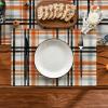 Artoid Mode Orange Black Buffalo Plaid Fall Placemats Set of 6, 12×18 Inch Halloween Seasonal Table Mats for Party Kitchen Dining Decoration(Orange/Black)